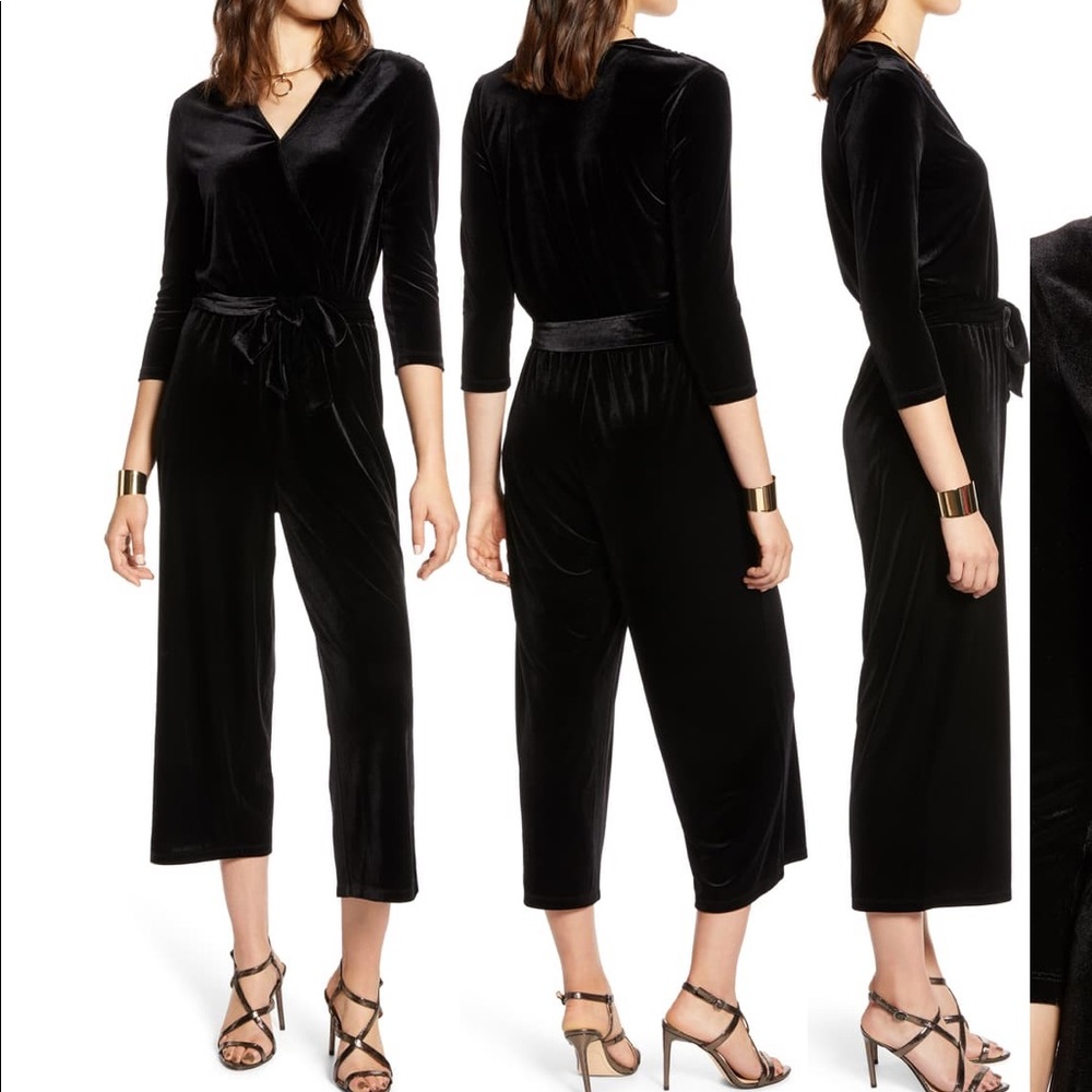 Halogen Black velvet jumpsuit